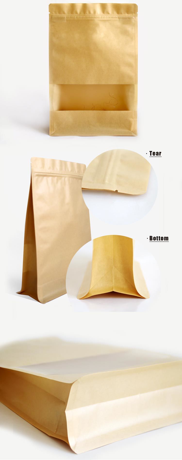 100% Recycle Kraft Paper Bags Biodegradable Plastic Bags
