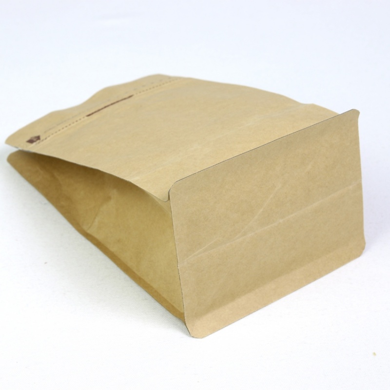 Biodegradable Kraft Paper Flat Bottom Packaging Bags for Food