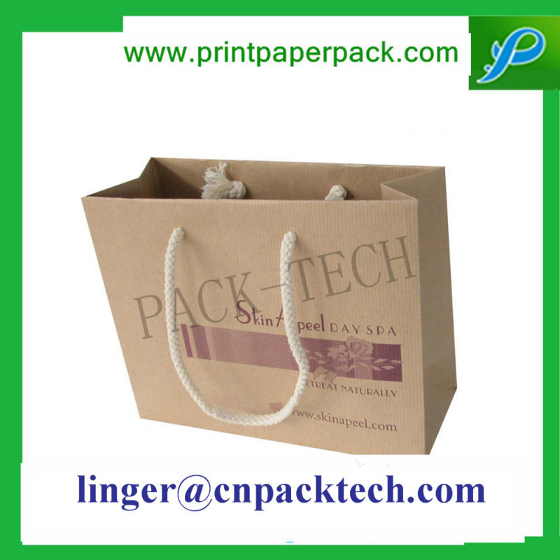 Bespoke Hot Stamping Brown Kraft Paper Bag with Handle
