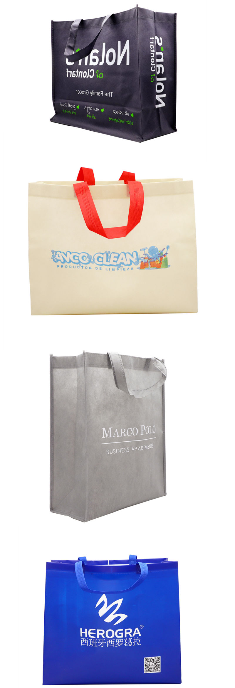 Recycled Reusable Non-Woven Handle Foldable Bags Supermarket Shopping Tote Bags