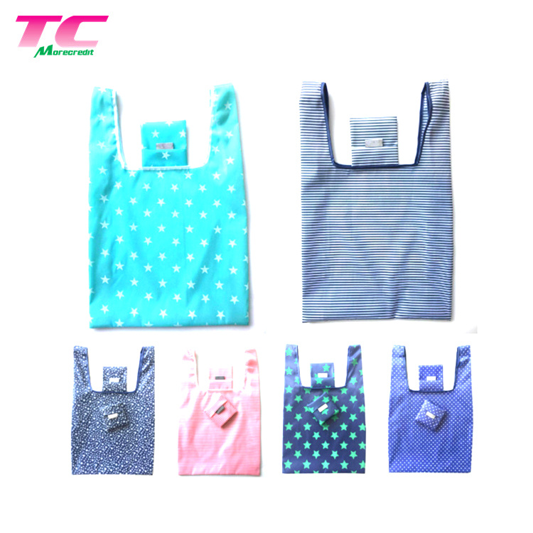 Reusable Folding Shopping Bag Roll up Polyester Shopping Bag