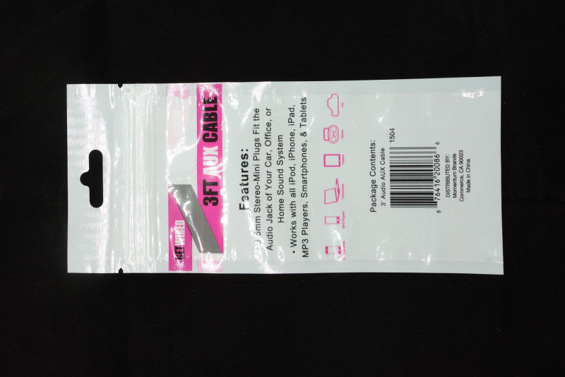 Wholesale Plastic Packaging Pouches Zip Lock Bags for Earphone