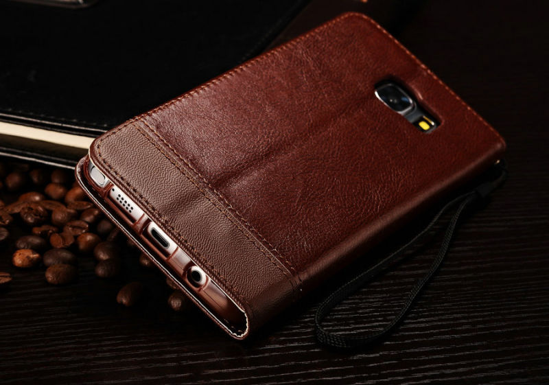 Wallet Folio Flip with Kickstand Crazy Horse Grain PU Leather Phone Case