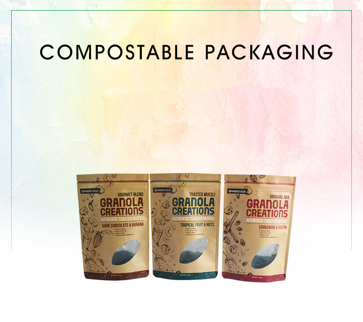Custom 100% Compostable Biodegradable Plastic Food Packaging Bag with Zipper
