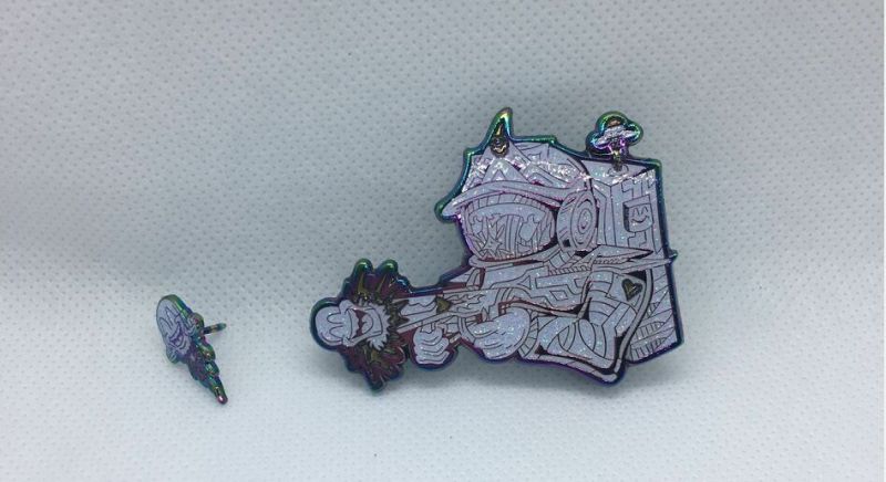 Soft Enamel with Glitter with Glow with Epoxy Metal Lapel Pin