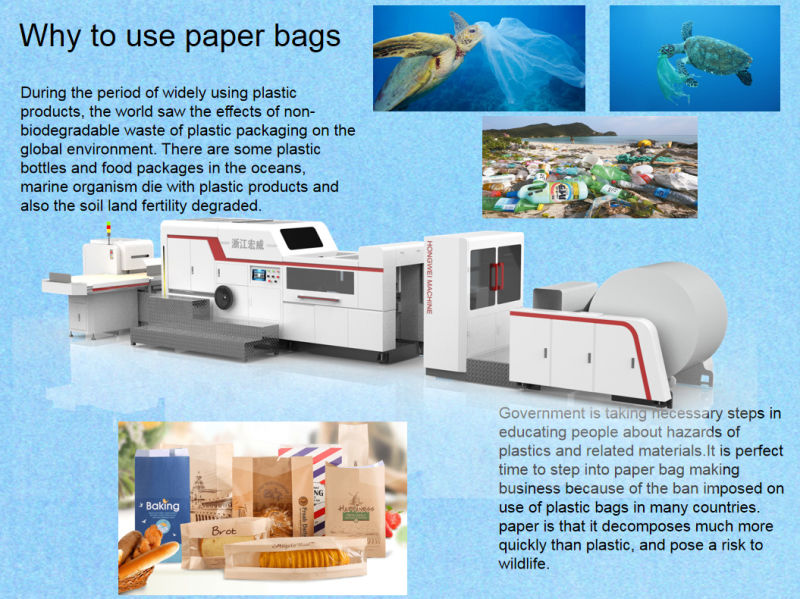 Paper Bag with Flat Handle Carry Bag Making Machine