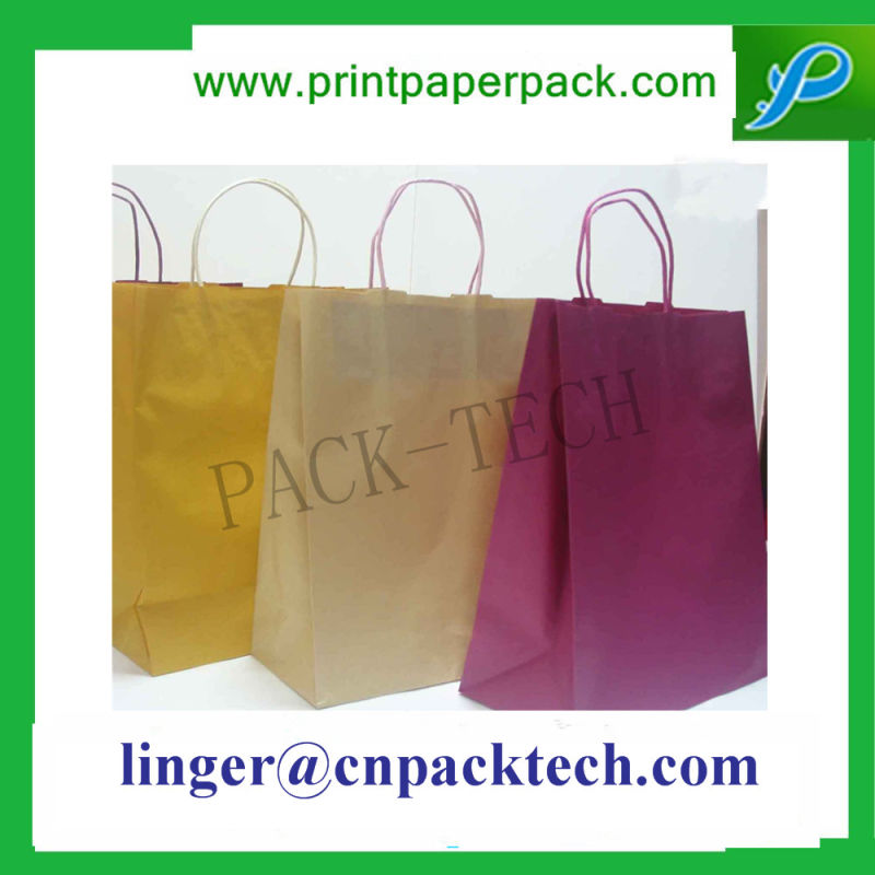 Bespoke Hot Stamping Brown Kraft Paper Bag with Handle