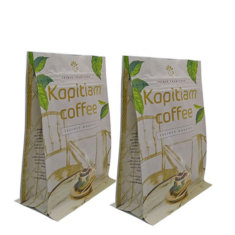 Matte Surface Aluminum Poly Coffee Bags Flat Bottom Pouches with Valve Zip Lock Stand up Pouches