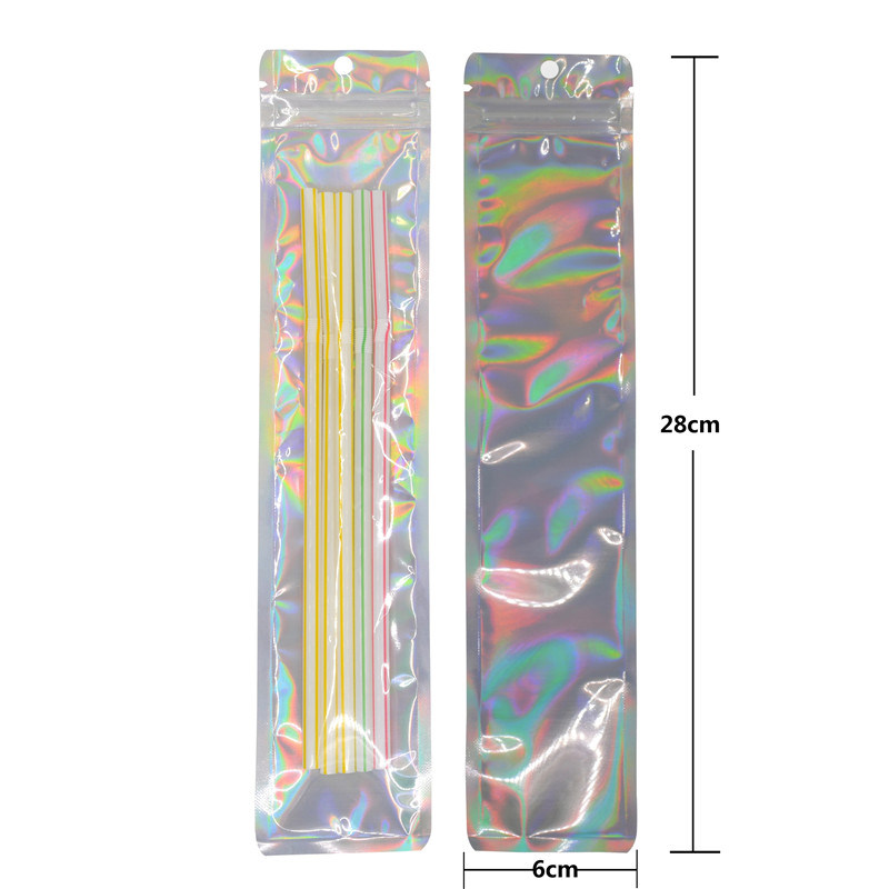 Holographic Flat Zip Lock Pouch Bags for Makeup Brush