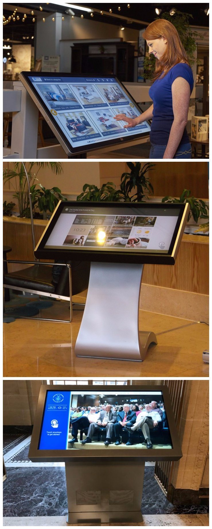 32"~65 Inch Multimedia Information Kiosk Floor Standing Landscape/Horizontal Totem LCD Ads