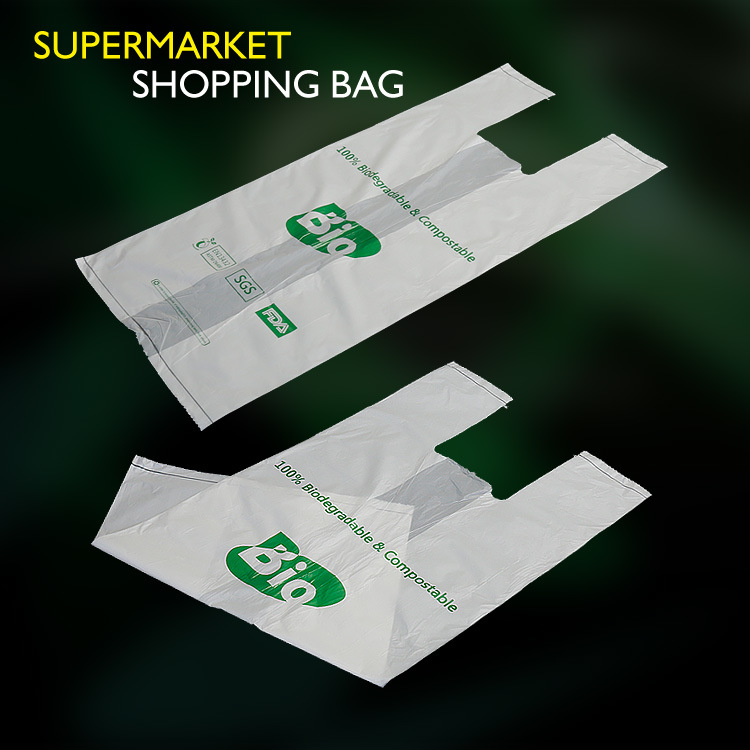 100% Biodegradable Plastic T-Shirt Bags for Supermarket Vest Bags