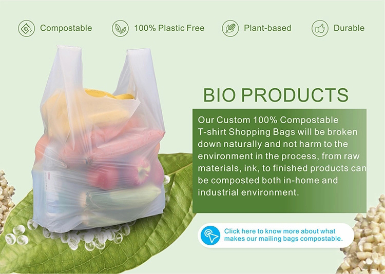 Biodegradable T Shirt Supermarket Shopping Bags Custom Biodegradable Plastic Bags