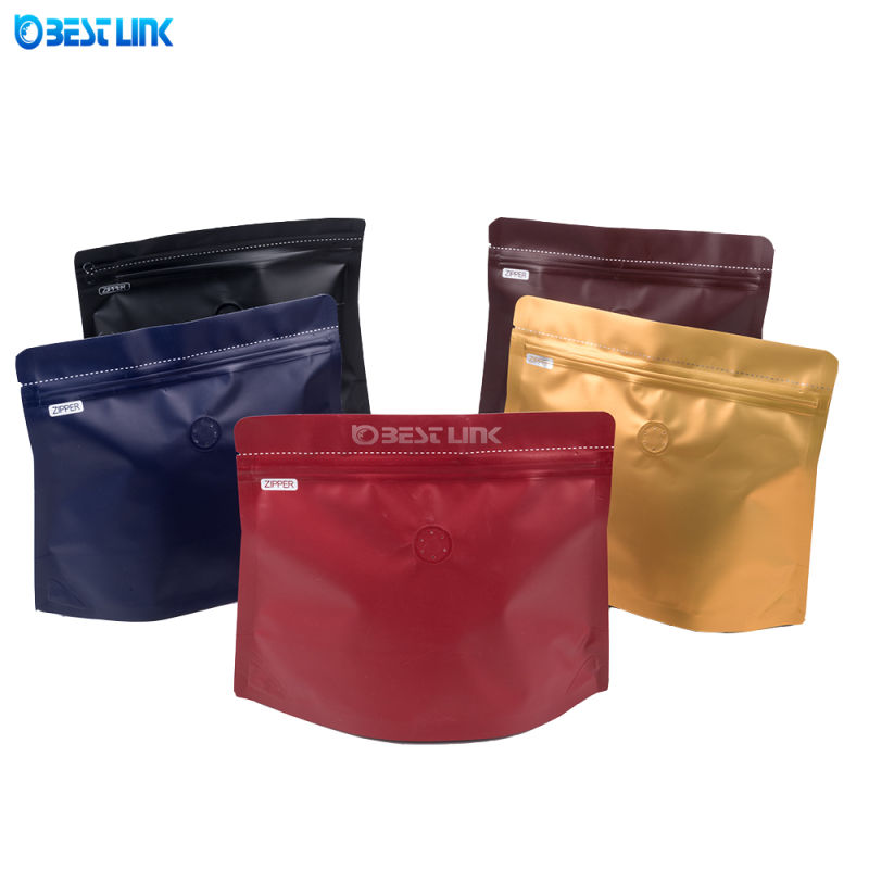 Small Size Matt Red Aluminum Foil Stand up Vacuum Pouch with Valve and Zip-Lock Mylar Foil Food Packing Bags