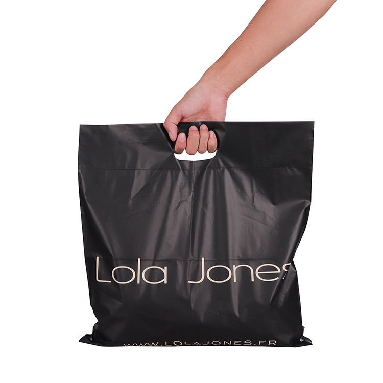 Customized Printing Logo Black Poly Mailer Bag with Handle