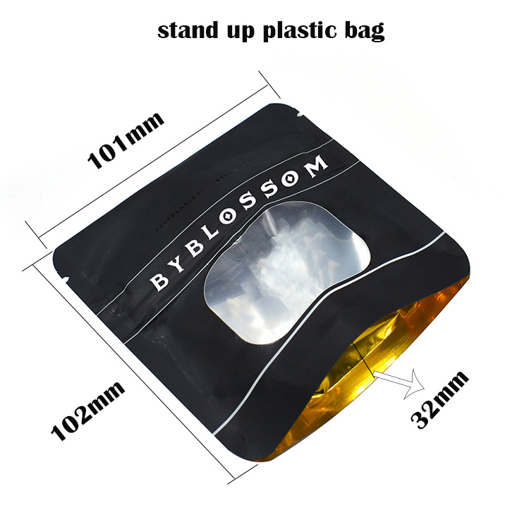 Airtight Heat Resealable Smell Proof Mylar Stand up Mylar Bags with Clear Window