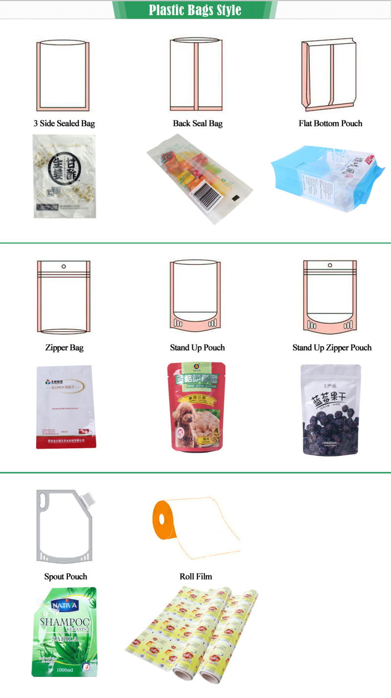 Plastic Packing Bags for Food Packaging with Ziplock