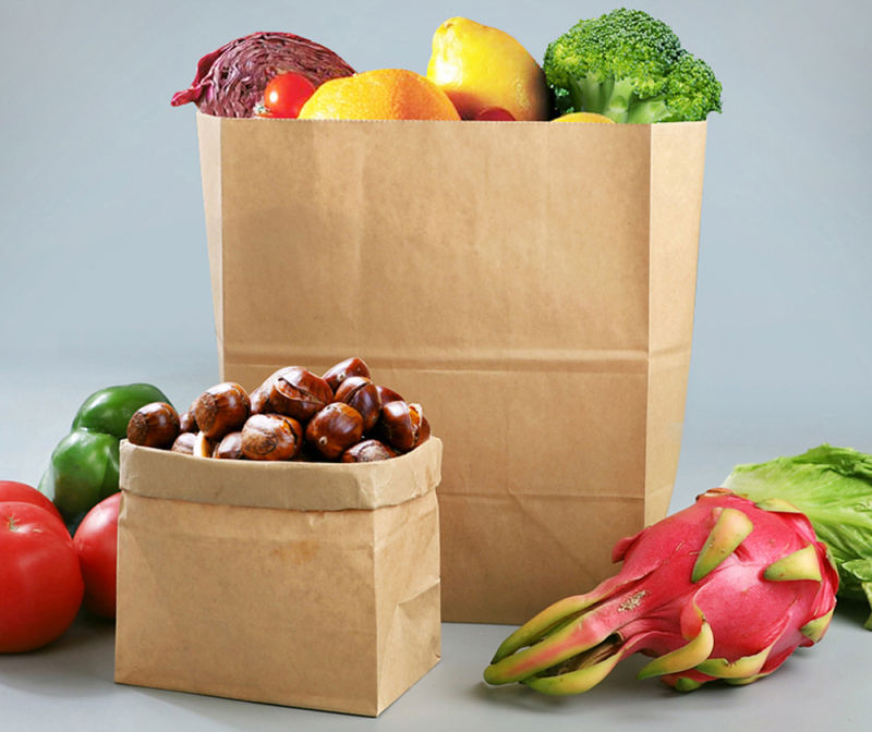 Customized Recyclable Shopping Gift Kraft Paper Grocery Bag