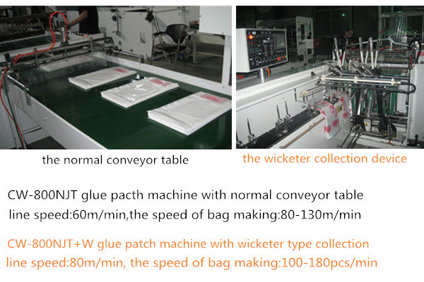 Inside Glue Patch Handle Carrier Bag Making Machine with Wicketer