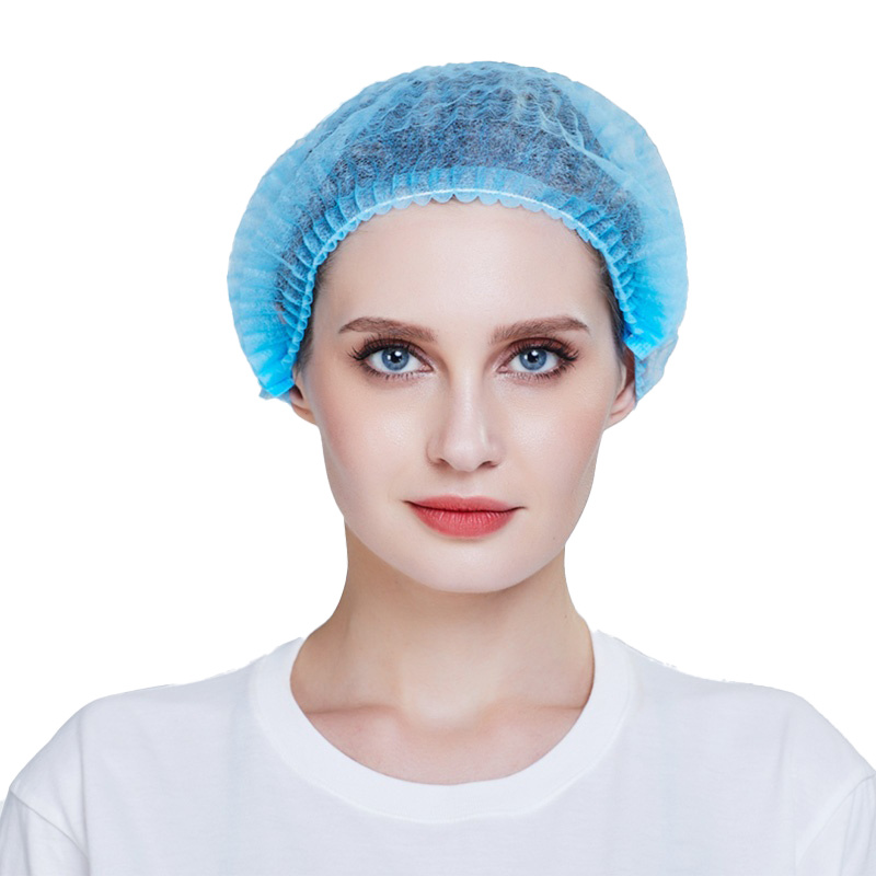 Disposable PP Non Woven Strip Clip Cap Bouffant Head Cover Surgical Doctor Hat Round Mob Cap