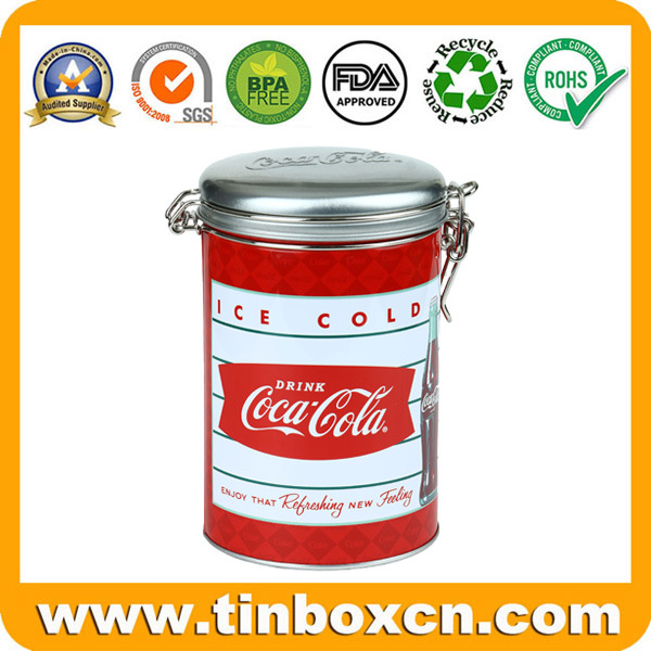 Airtight Embossed Tin Box with Metal Clip for Beverages