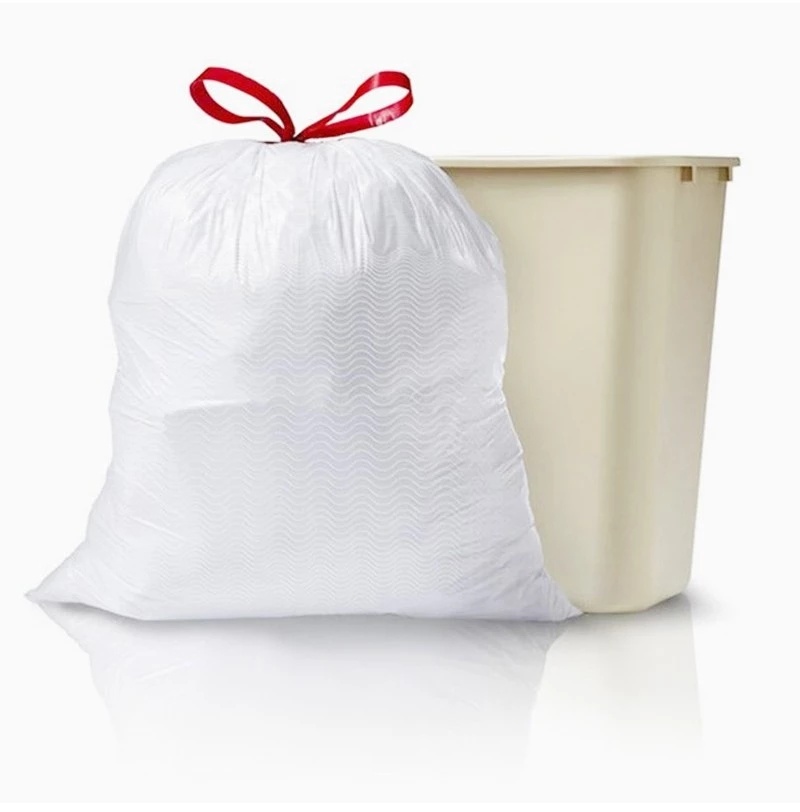 Black & White HDPE Drawstring Garbage Bag LDPE Plastic Trash Bag with Drawstring