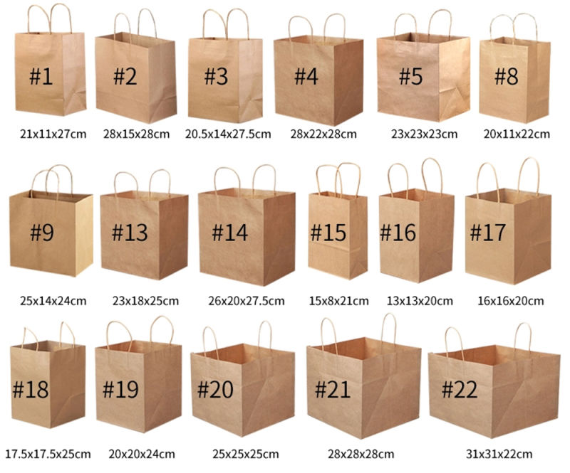 Customized Recyclable Shopping Gift Kraft Paper Grocery Bag