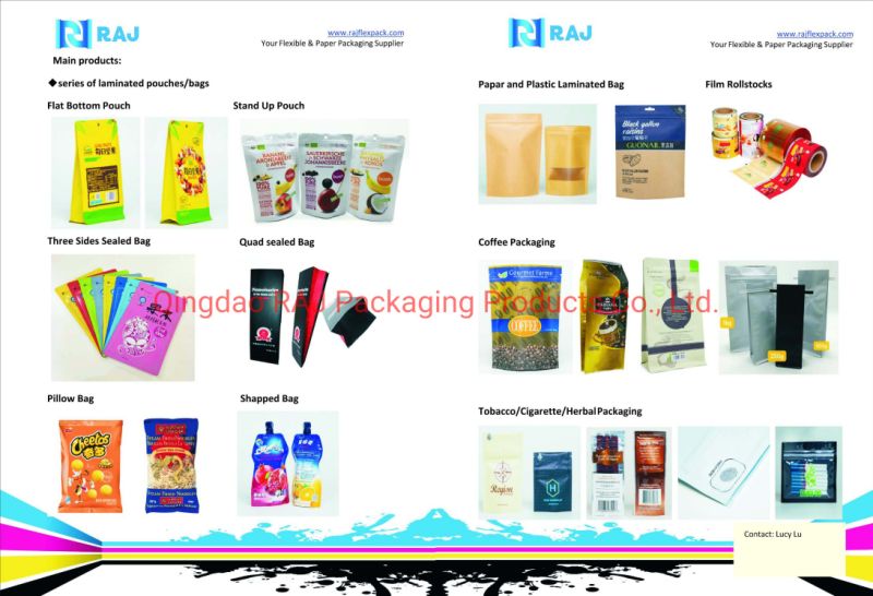 Laminated Plastic Bags with Zipper for Food Packaging Stand up Pouches