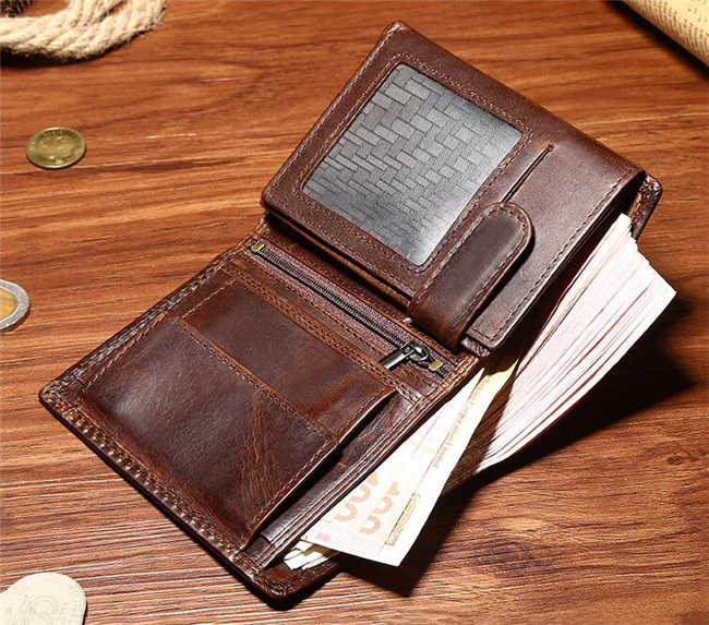 New Design Fashion Cowhide Purse Genuine Leather Men Wallet