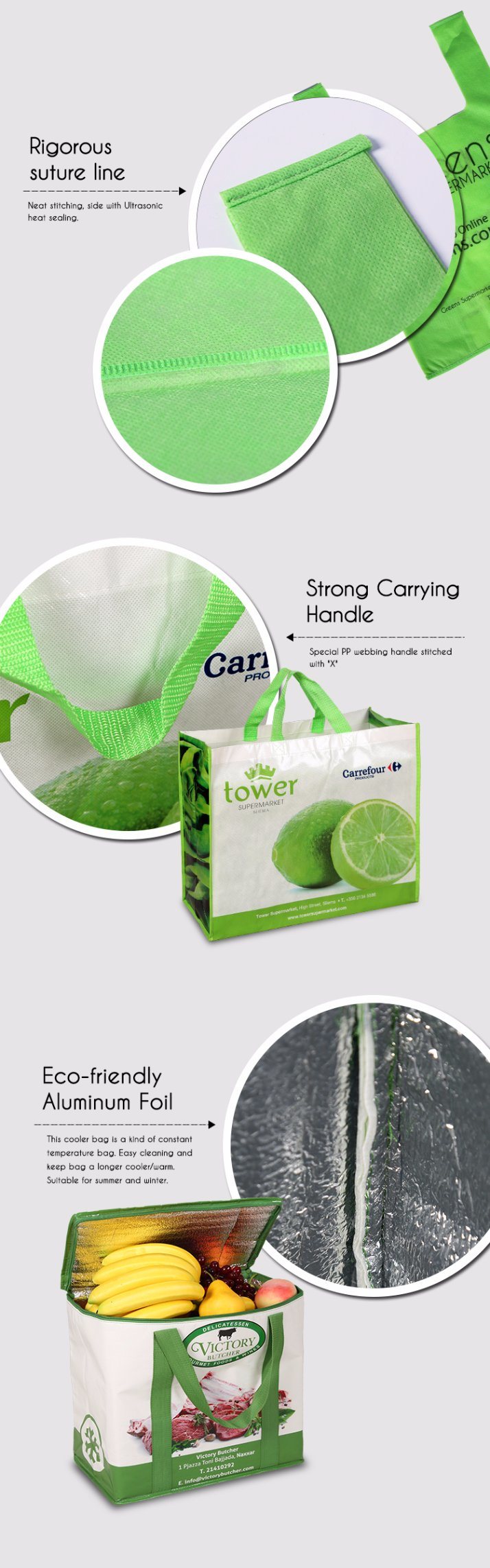 Shopping Portable Bag with Handle for Supermarket