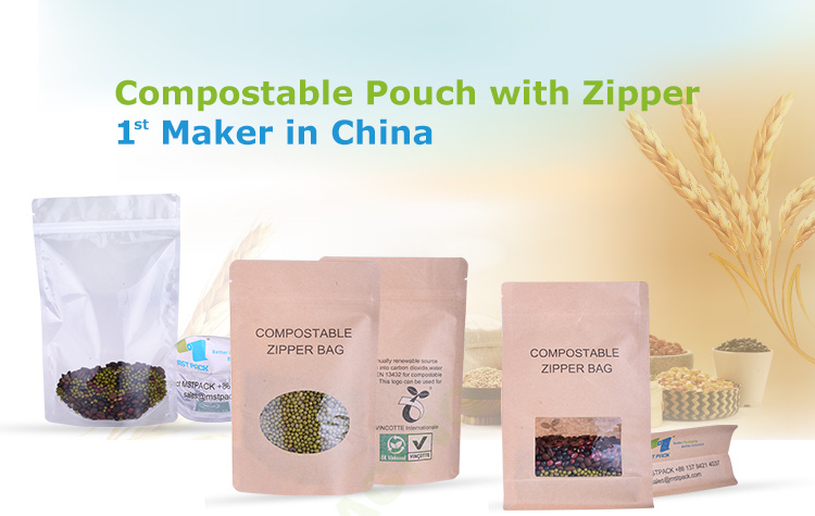 FDA Certified Biodegradable Coffee Packaging Stand up Plastic Zipper Bag
