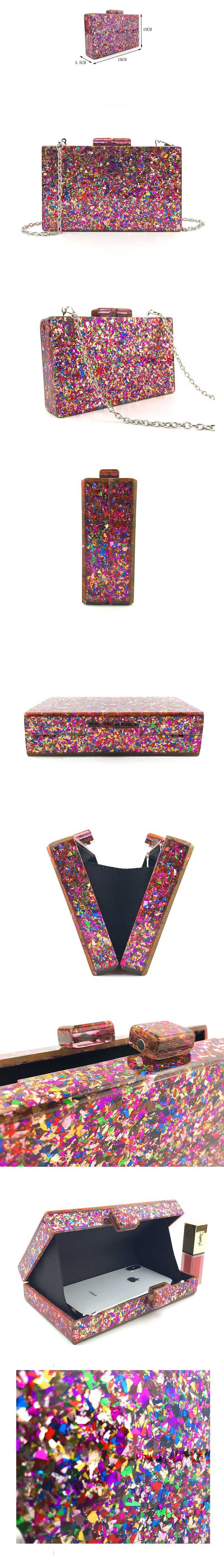 New Acrylic Colorful Glitter Sequins Evening Clutch Bag