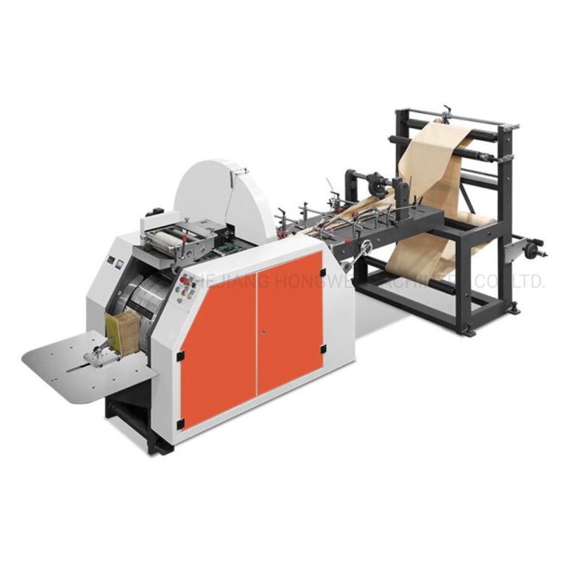 Flat Bottom Bakery Food Carry Paper Bags Making Machine