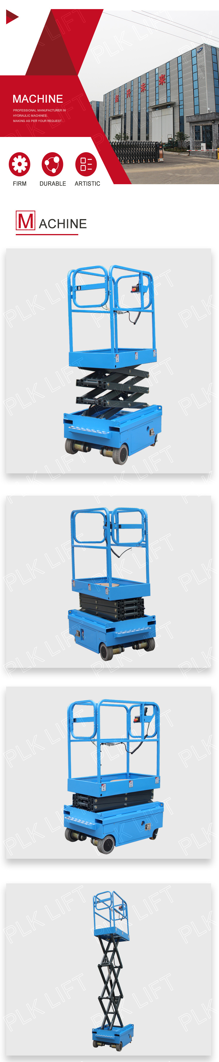 Small Slefpropelled Electric Scissor Lift for Warehouse