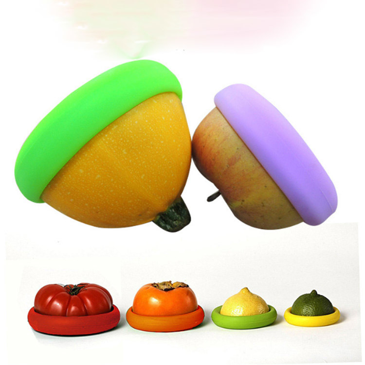 Reusable & Eco-Friendly Kitchen Food Covers 4PCS Silicone Fruit Food Huggers