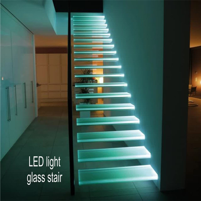 Glass Curved Staircase 3D with Lighting Staircase Stair