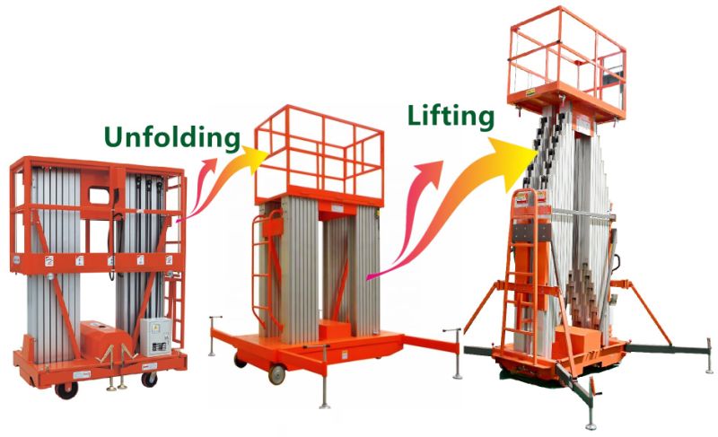 12m 200kg Aluminium Alloy Mast Lift Lifting Platform One Man Lift