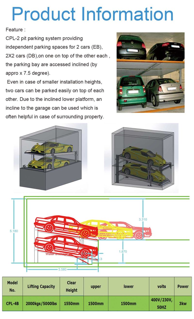 Basement Pit Parking Lift System for 4 Cars
