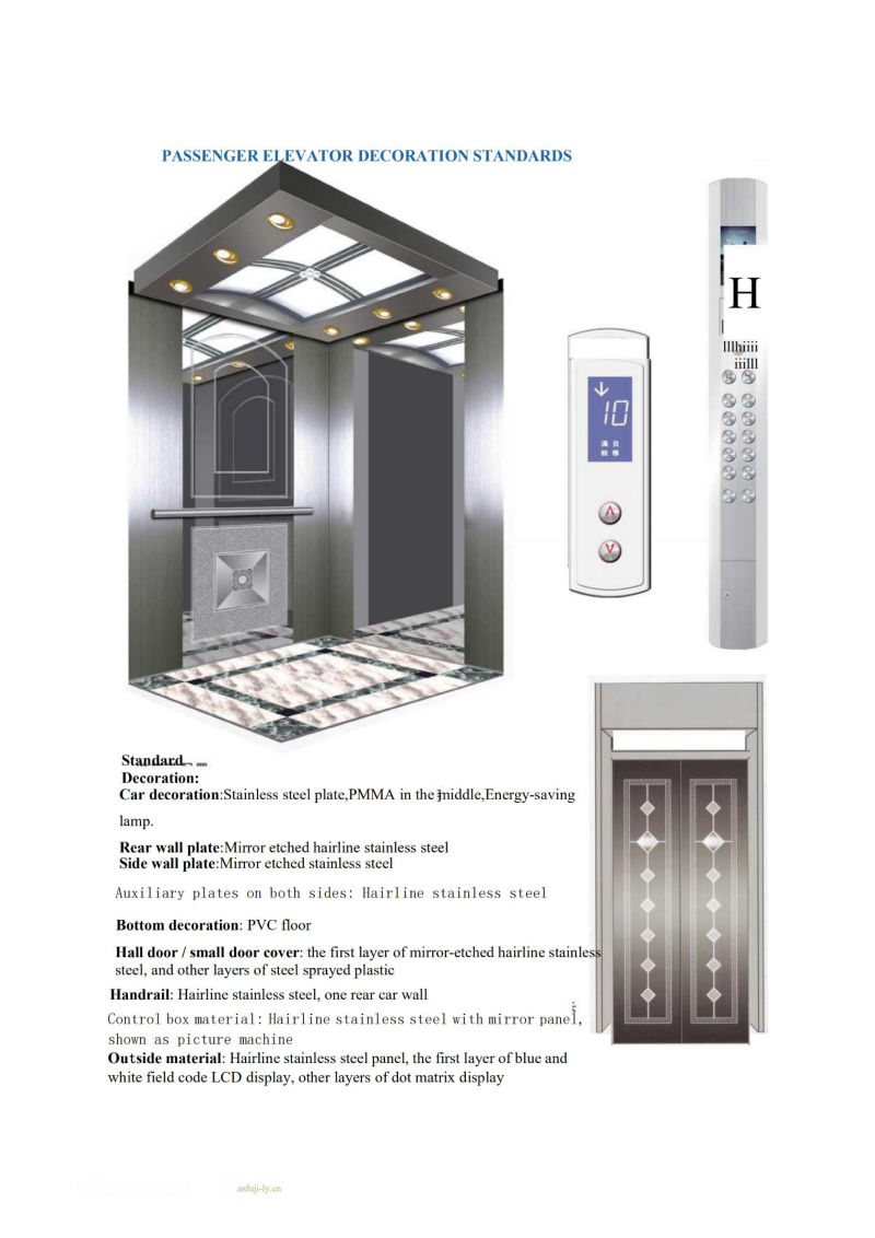 Asia FUJI Comfortable Vvvf Golden Mirror Home Lift Passenger Elevator