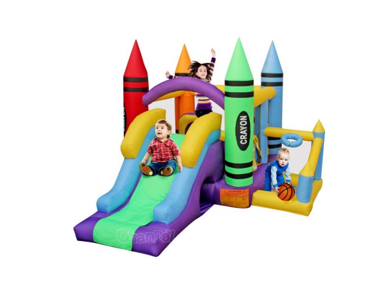 Residential Crayon Inflatable Bouncer Slide Combo Qb285