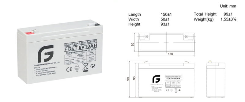 6V 10ah Small Storage Lead Acid Batteries for Residential Home Energy System