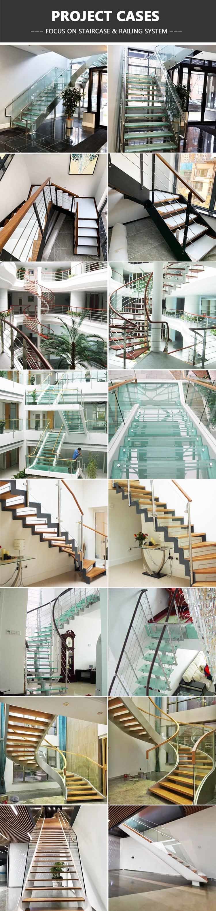 Curved Luxury Staircase Stainless Steel Guardrail Staircase Clubhouse Luxury Staircase