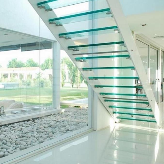 Curved Staircase / Modern Marble Staircase / Helical Staircase with Glass Railing