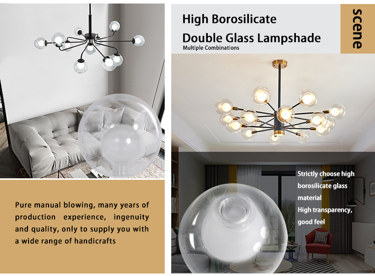 Round Double-Walled Borosilicate Glass Lampshades G9 Screws Glass Lampshades