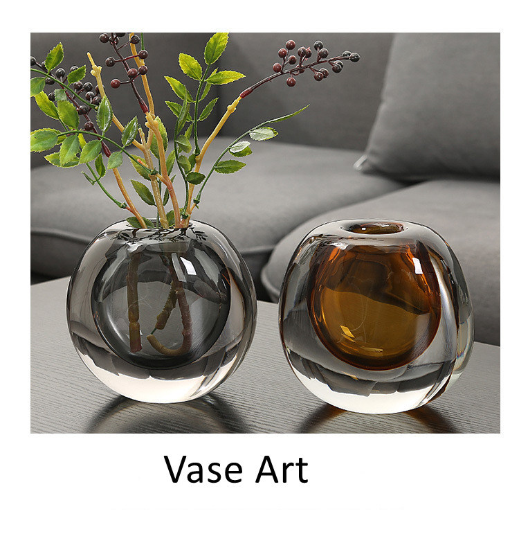 Amber Grey Glass Vase for Home