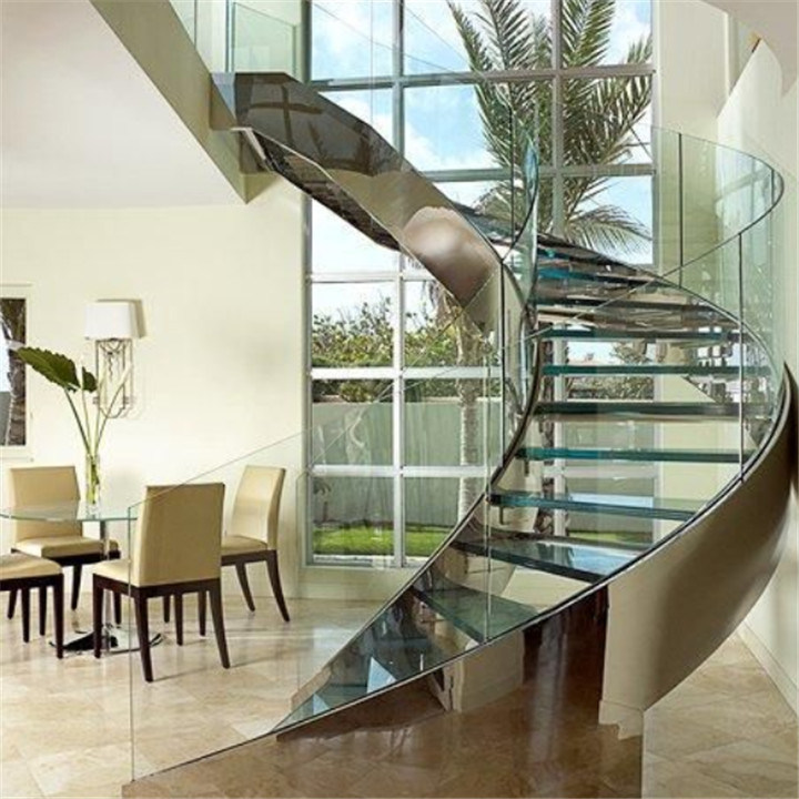 Types of Steps in Staircase Stairway and Staircase Modern Round Curved Glass Staircase