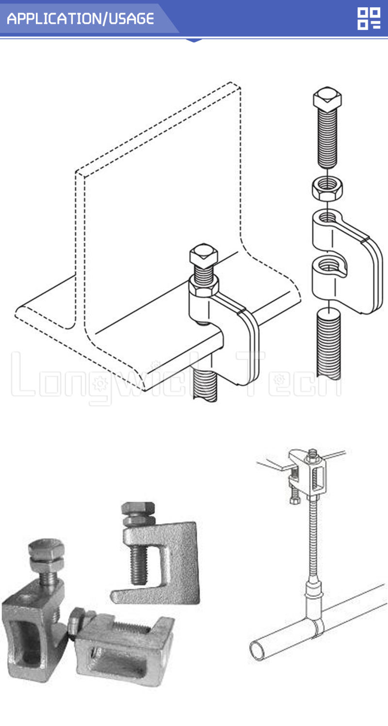 Pipe Hanger Fastener Lifting Hoist C-Type Wide Mouth Beam Clamp