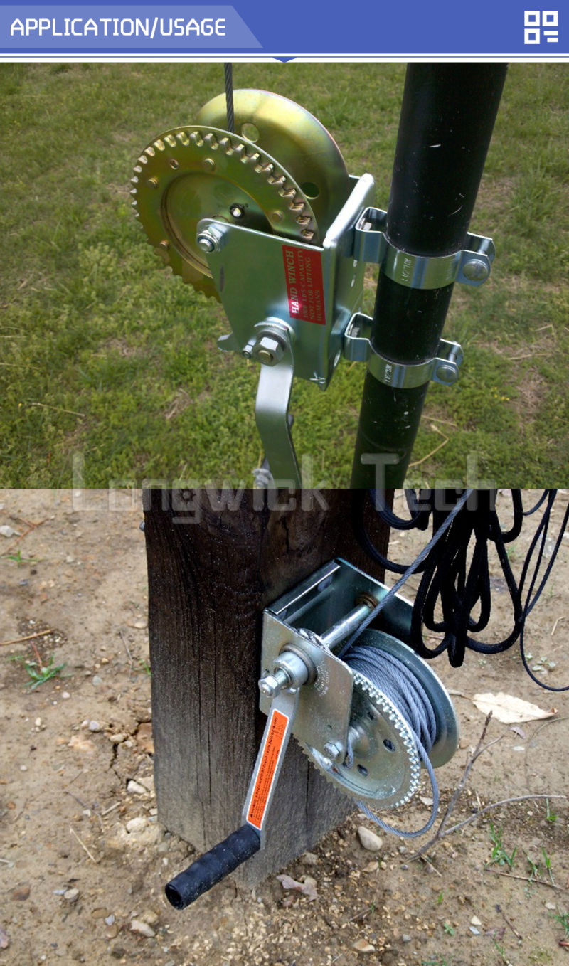Galvanized Ce Approved Heavy Trailer Hand Manual Lifting Pulley Winch