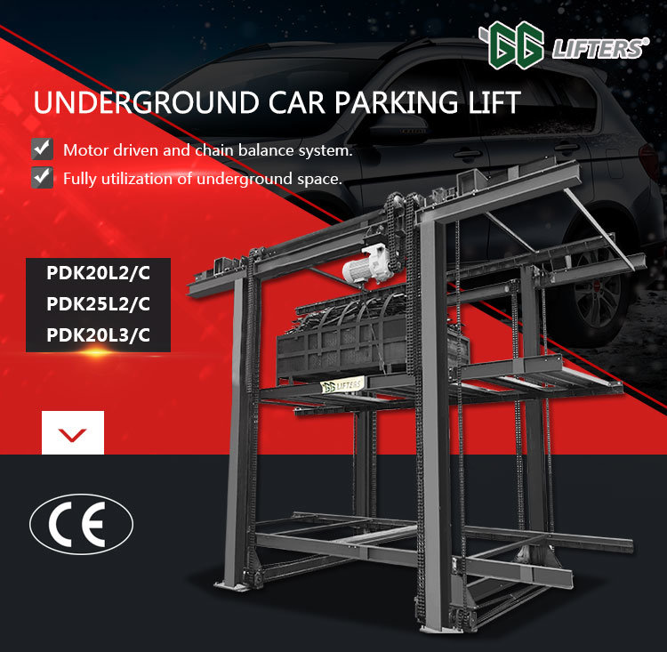 CE Underground Car Lift for Three Cars Parking with Motor Driven