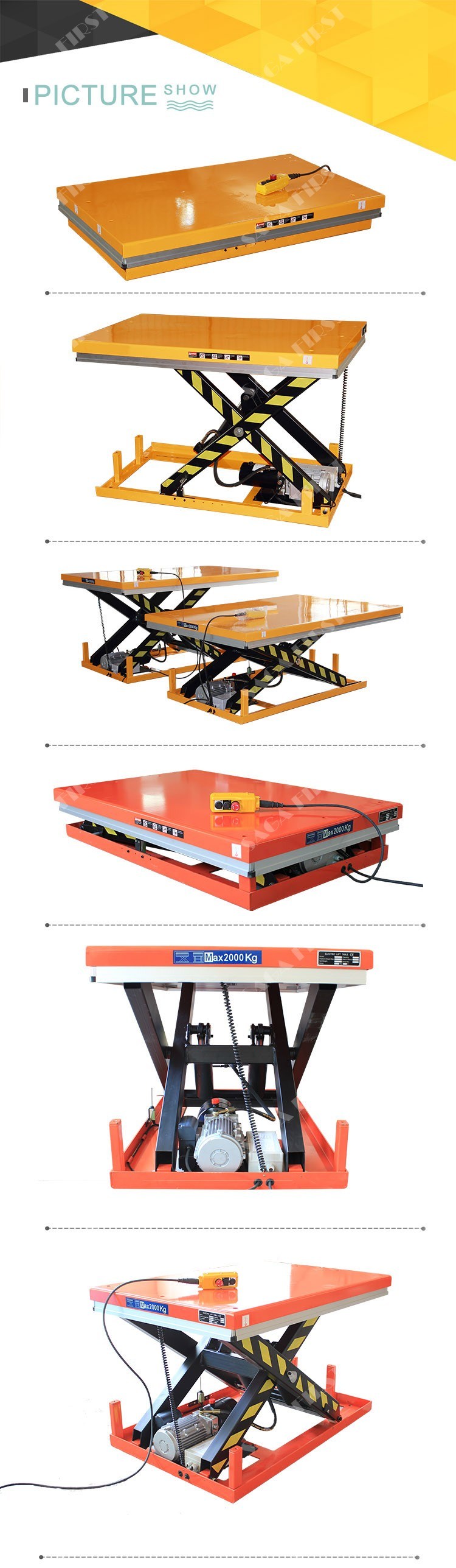 Hydraulic Vertical Electric Lift Table 1ton Small Scissor Freight Elevator