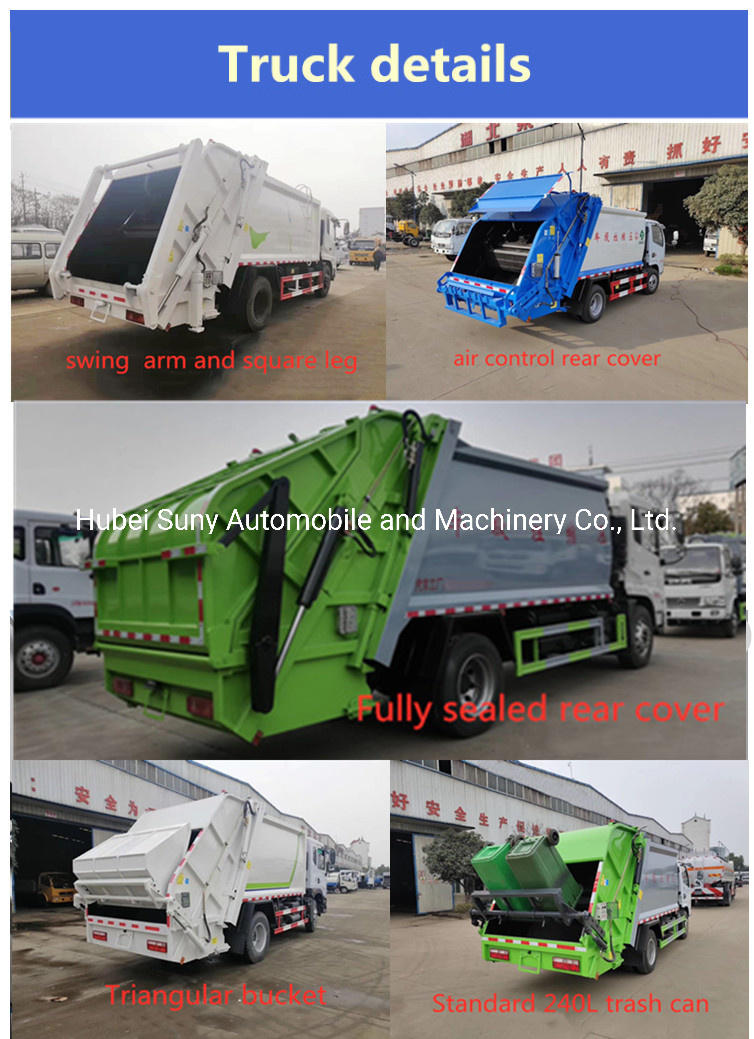 16 M3 Hydraulic Lifter Unload Garbage Truck with Rear Loader